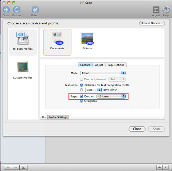 Scanning lettersize document results in legalsize PDF HP Adobe